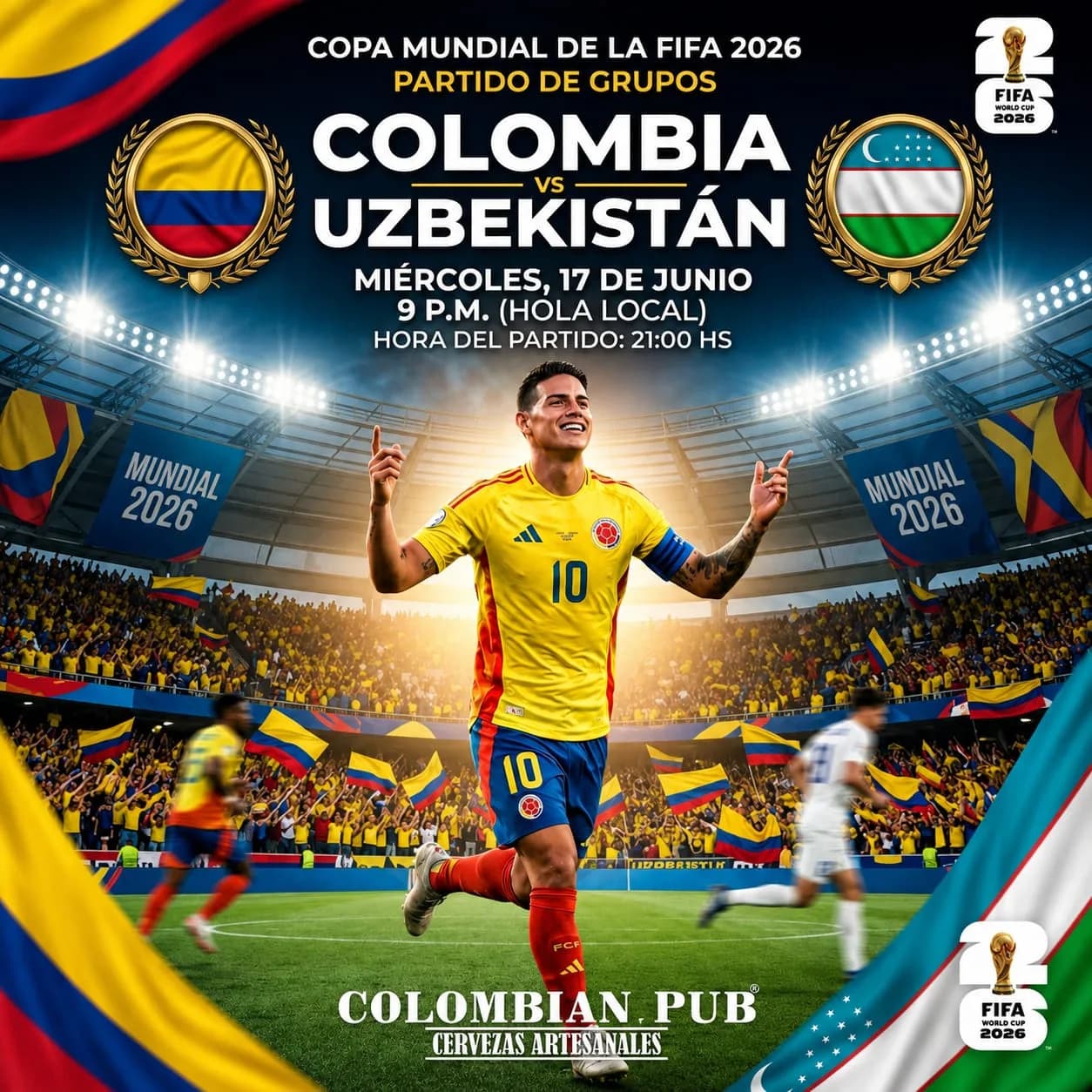 Flyer de Colombia vs Uzbekistán 