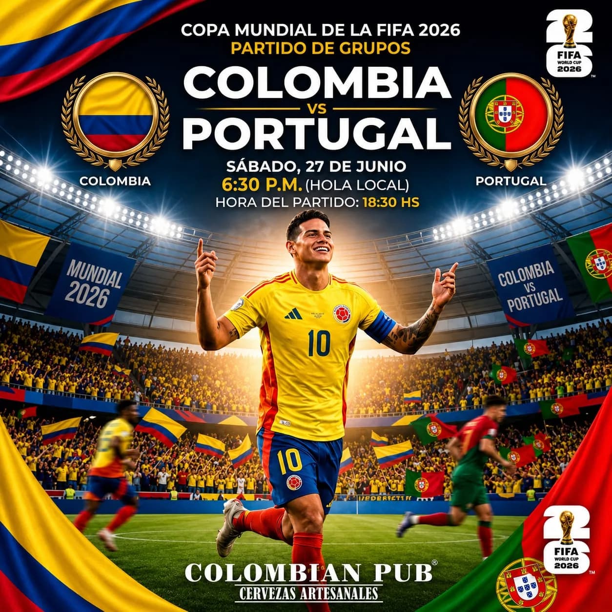 Flyer de COLOMBIA VS PORTUGAL 