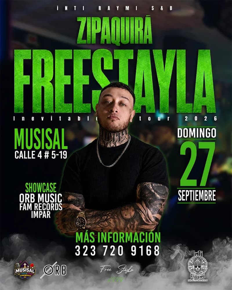 Flyer de Free Stayla en Zipaquira INEVITABLE TOUR 1994II