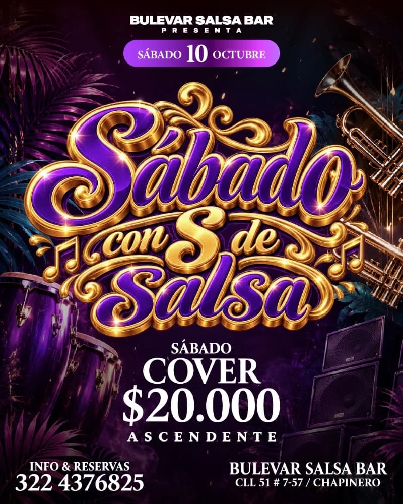 Flyer de Sábado con S de salsa 