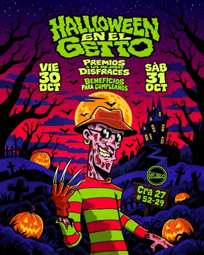Flyer de Halloween en el Getto